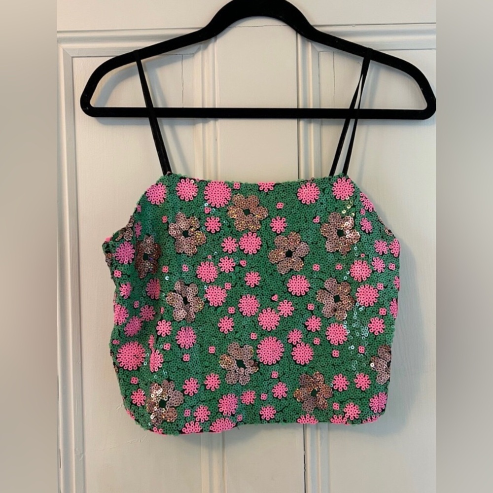 Fun sequin floral crop top